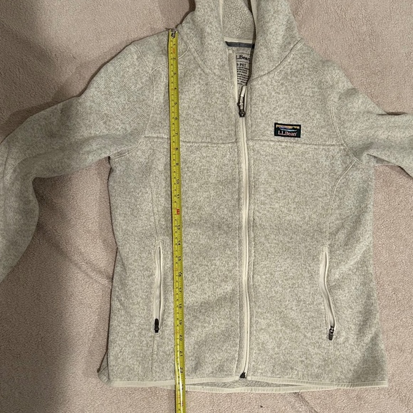 L.L. Bean's Sweater Fleece Full-Zip Hoodie in Cream - Women's Petite Small - Picture 8 of 10